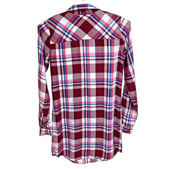 So Maroon Plaid Rayon Roll Tab Sleeve‎ Shirt Dress - Picture 9 of 10
